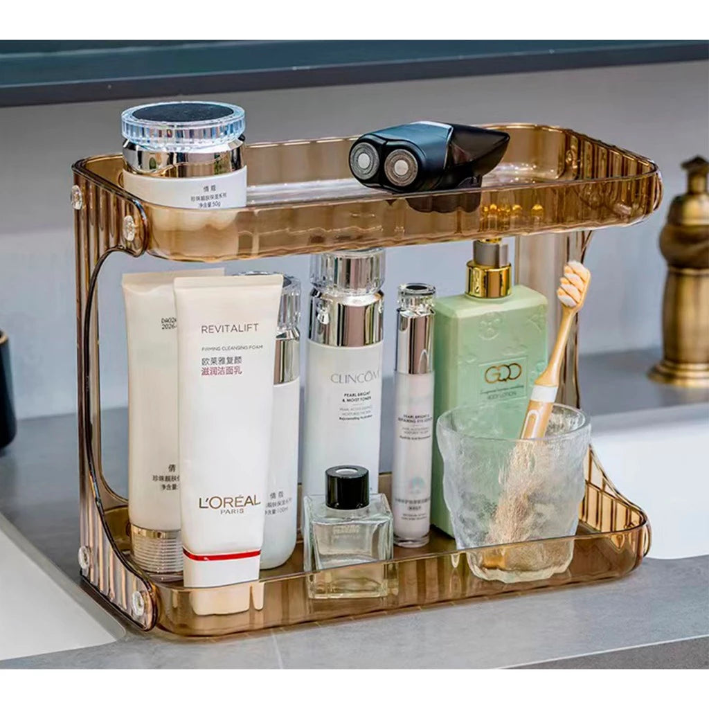 Organizador Acrílico 2 Andares Premium | Bancada, Maquiagem e Cozinha – Hadar Decorações