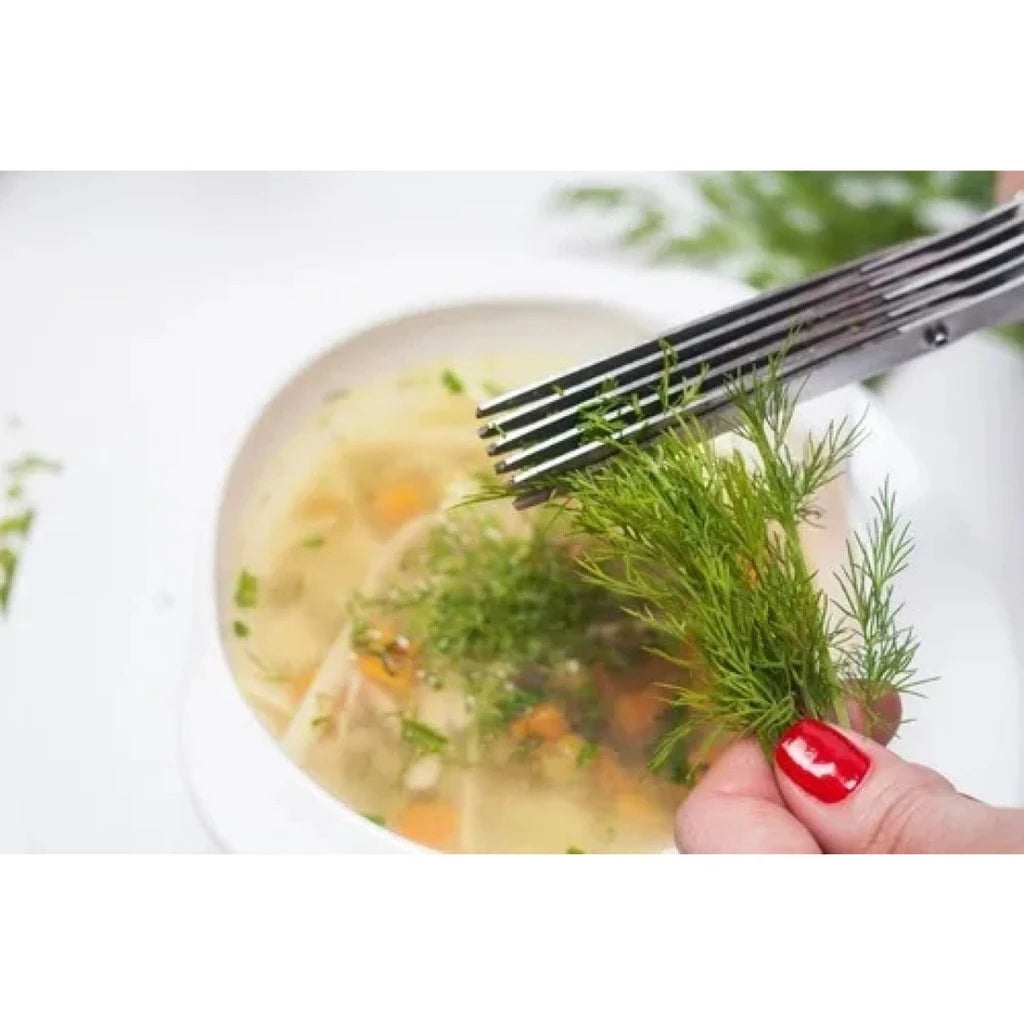 Tesoura de Ervas 5 Lâminas em Aço Inox | Corte Rápido e Preciso – Hadar Decorações