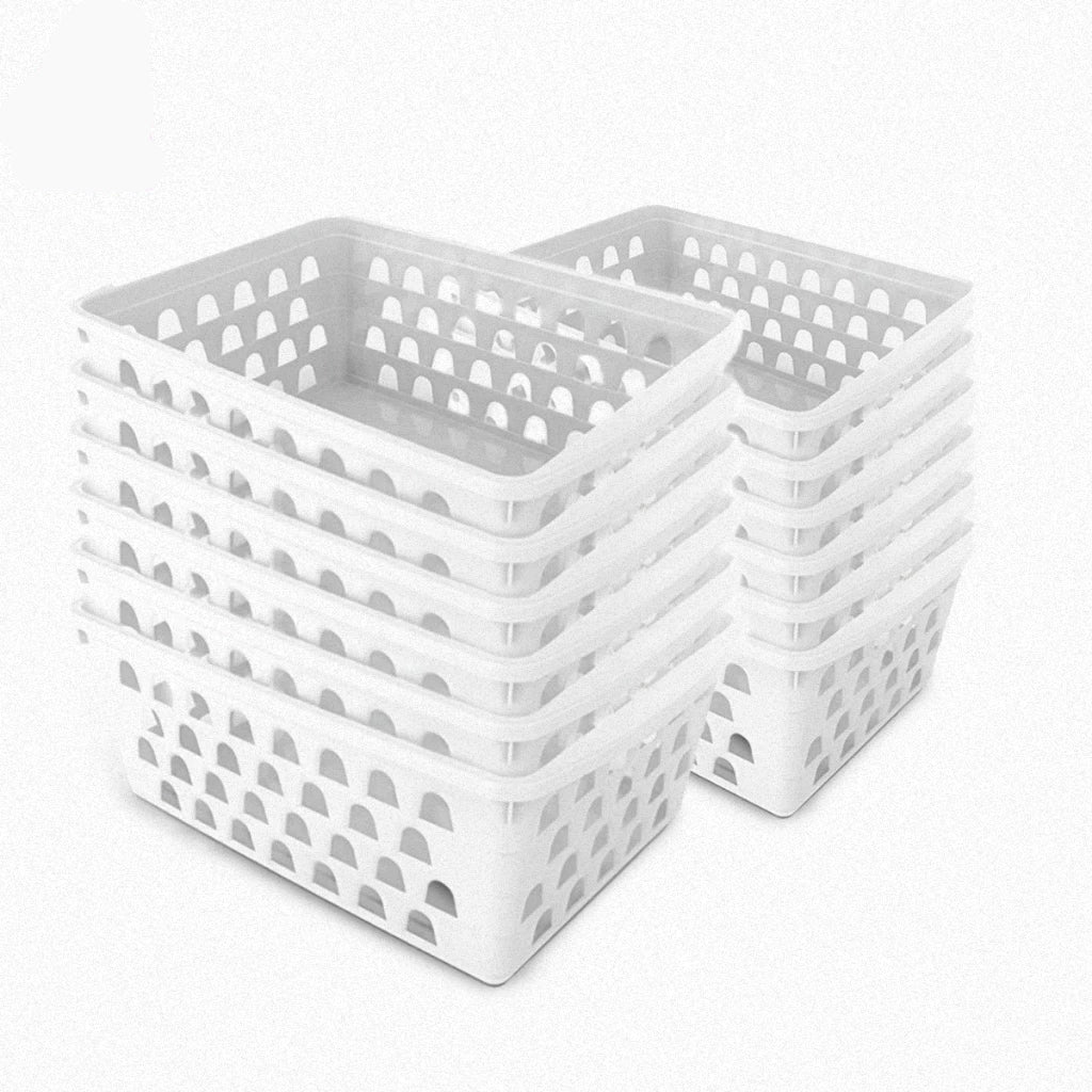 Kit 10 Cestos Organizadores Multiuso Empilháveis Branco – Hadar Decorações