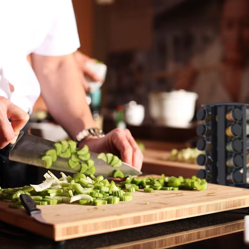 Porta Temperos Giratório 360° com Potes e Etiquetas – Hadar Decorações