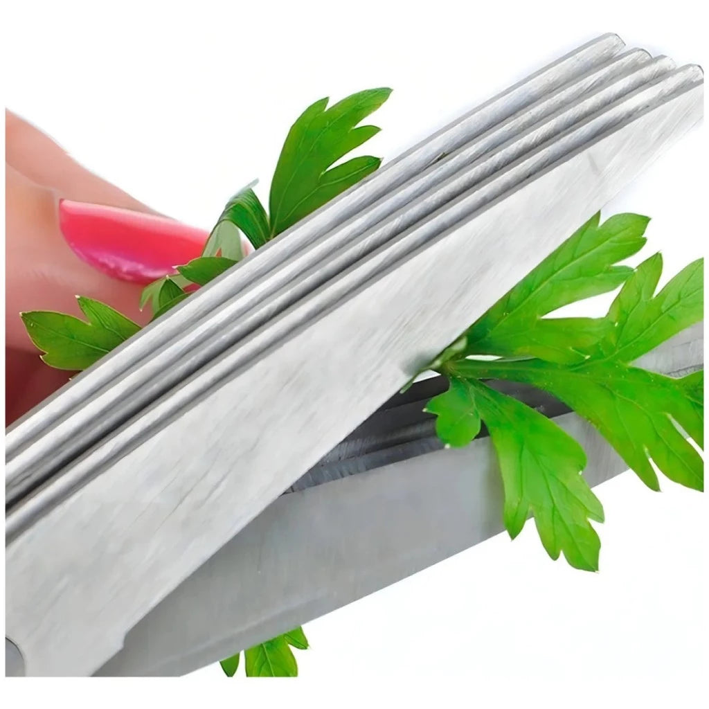 Tesoura de Ervas 5 Lâminas em Aço Inox | Corte Rápido e Preciso – Hadar Decorações