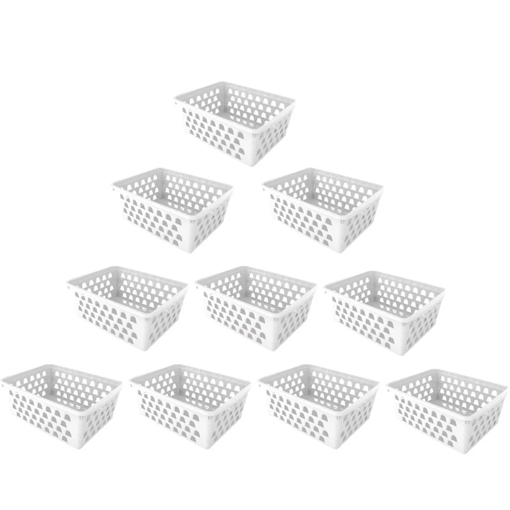 Kit 10 Cestos Organizadores Multiuso Empilháveis Branco – Hadar Decorações