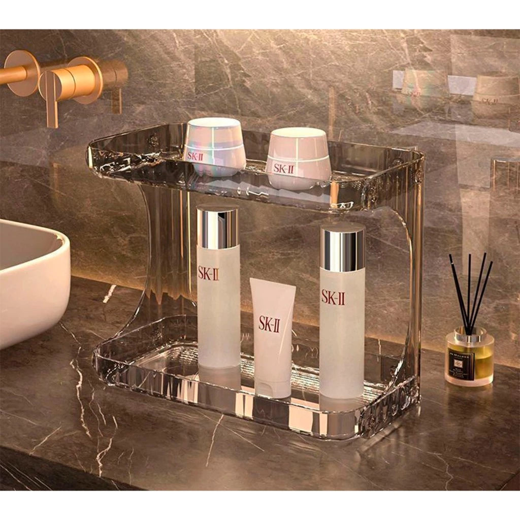 Organizador Acrílico 2 Andares Premium | Bancada, Maquiagem e Cozinha – Hadar Decorações