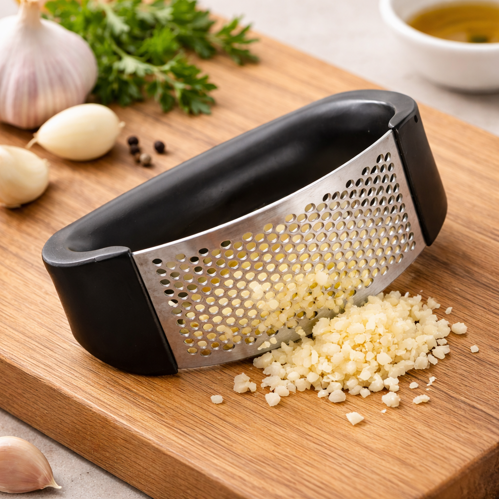 Prensa de Alho Inox Profissional | Amassador Manual Rápido – Hadar Decorações