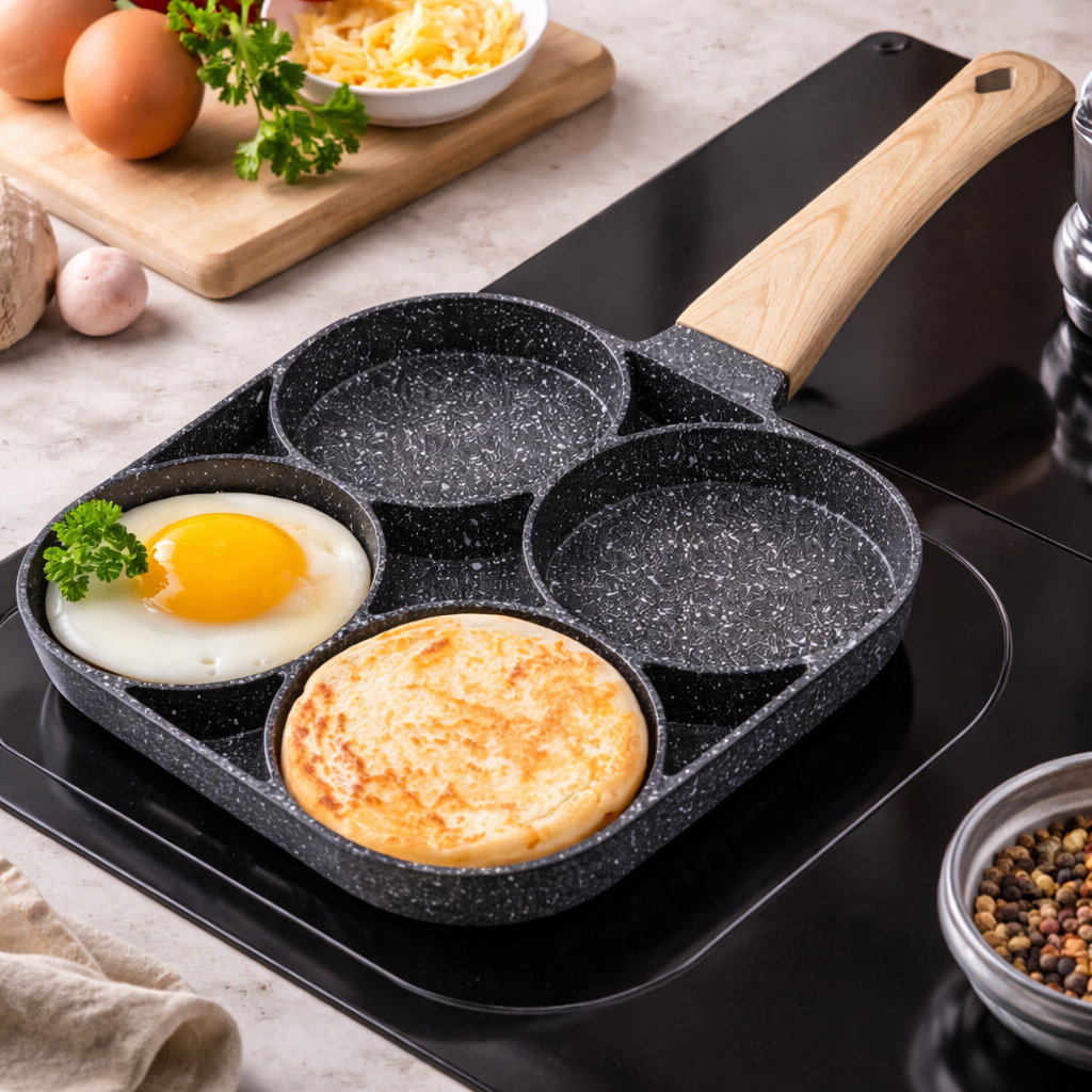 Frigideira 4 em 1 Antiaderente | Prepare 4 Receitas ao Mesmo Tempo – Hadar Decorações