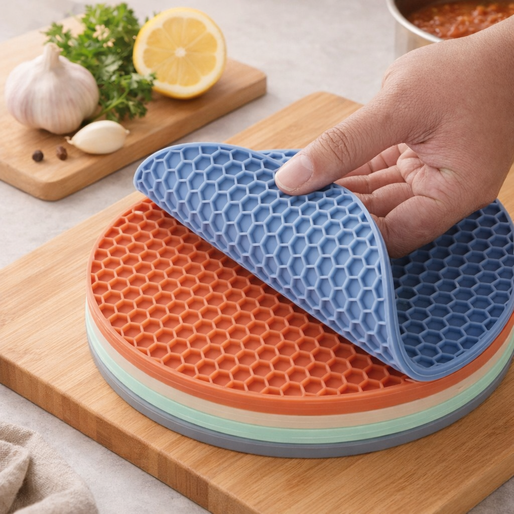 Kit 4 Descansos de Panela em Silicone Antiderrapante 17cm – Hadar Decorações