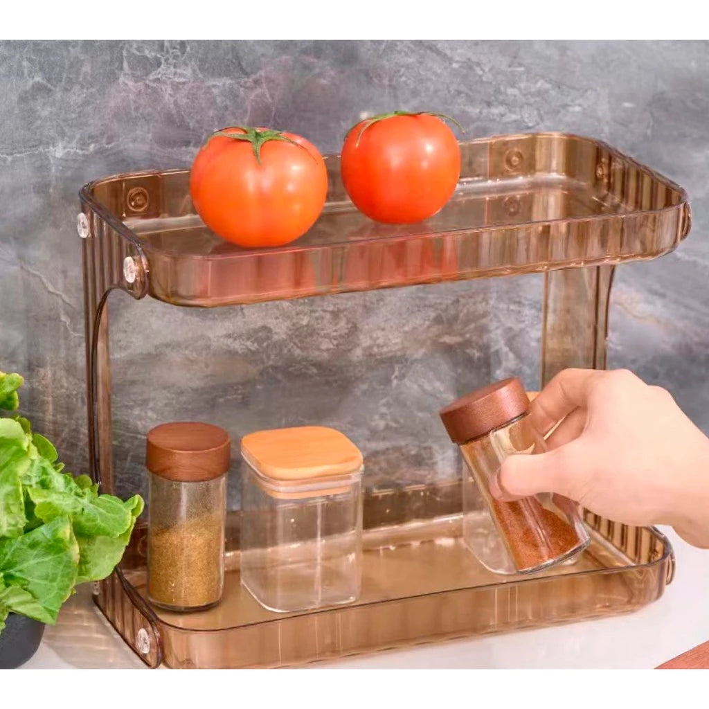 Organizador Acrílico 2 Andares Premium | Bancada, Maquiagem e Cozinha – Hadar Decorações